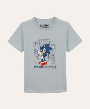 camiseta de algodão infantil sonic azul