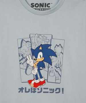 camiseta de algodão infantil sonic azul