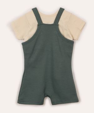 jardineira e camiseta infantil com bolso verde