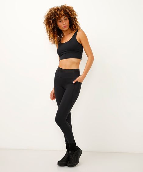 calça legging cintura alta com bolso esportiva preto