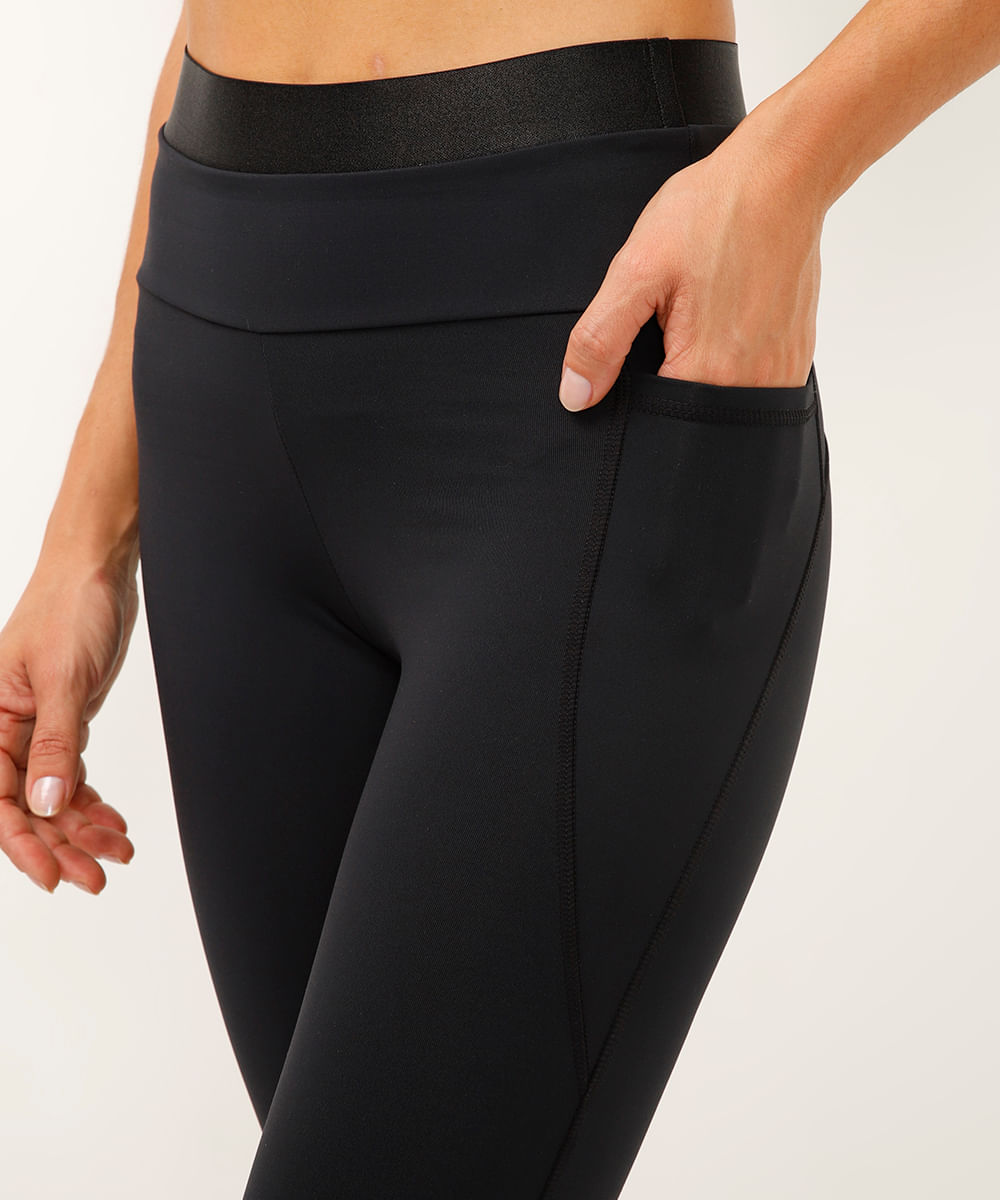 calça legging cintura alta com bolso esportiva preto