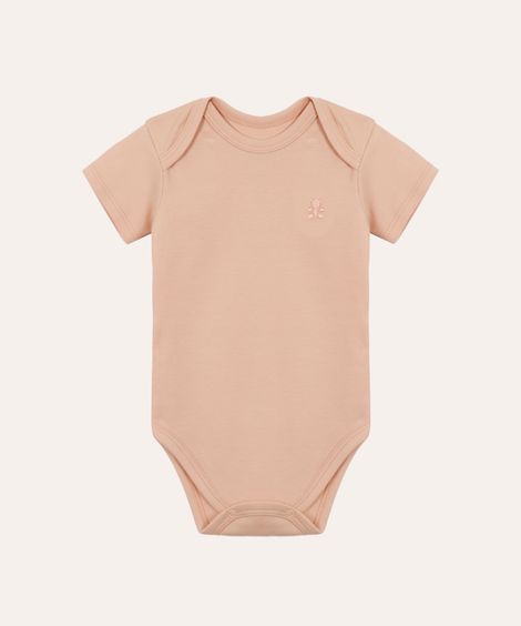 body de algodão peruano infantil manga curta rosa