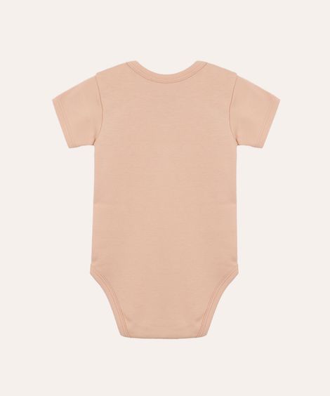 body de algodão peruano infantil manga curta rosa