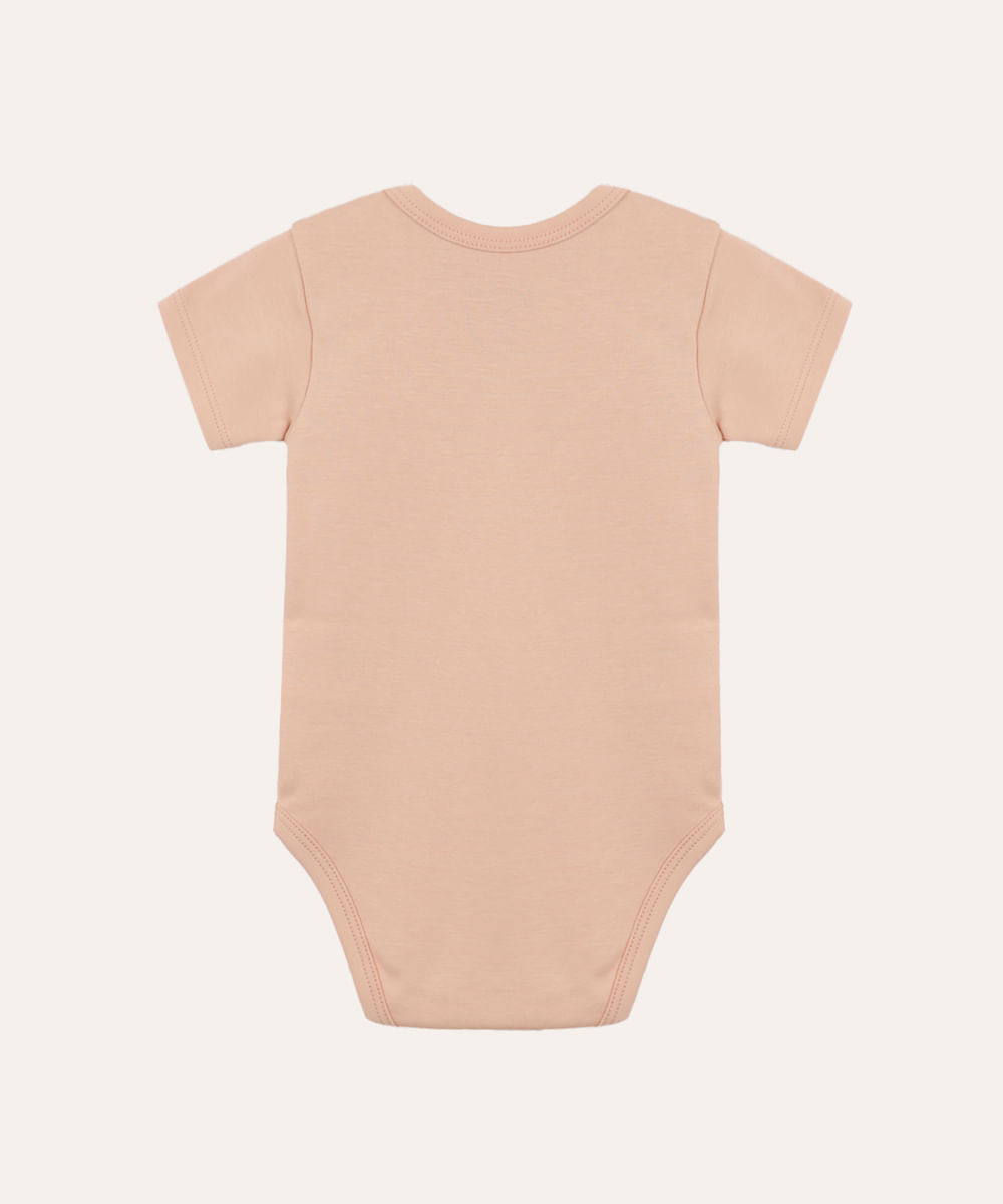 body de algodão peruano infantil manga curta rosa