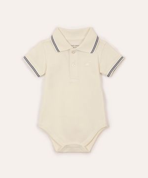 body polo de algodão peruano dinossauro off white