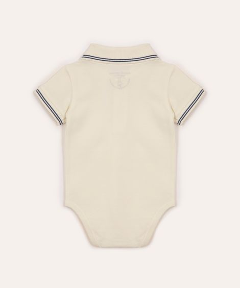 body polo de algodão peruano dinossauro off white