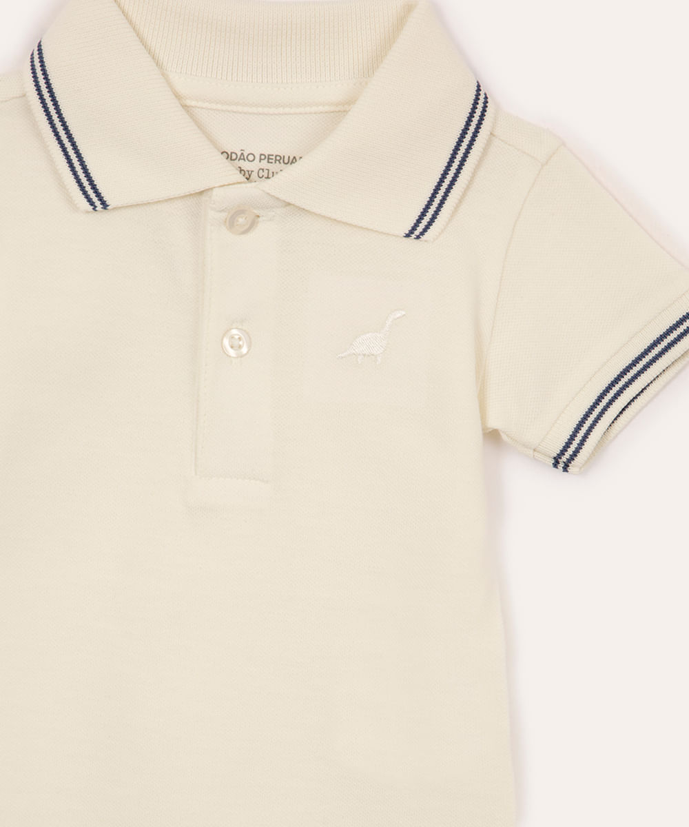 body polo de algodão peruano dinossauro off white