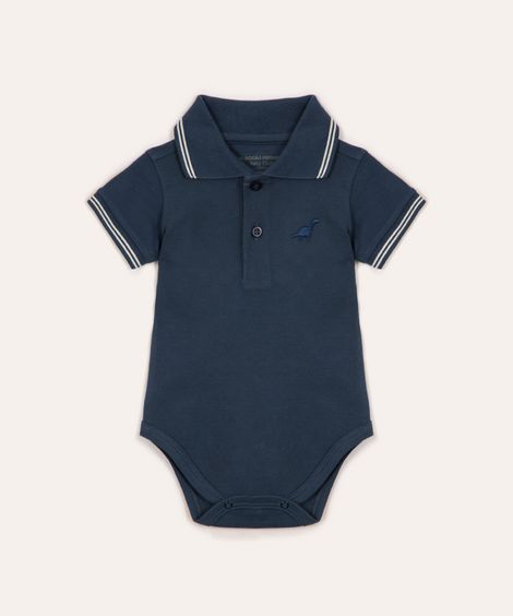 body polo de algodão peruano dinossauro azul
