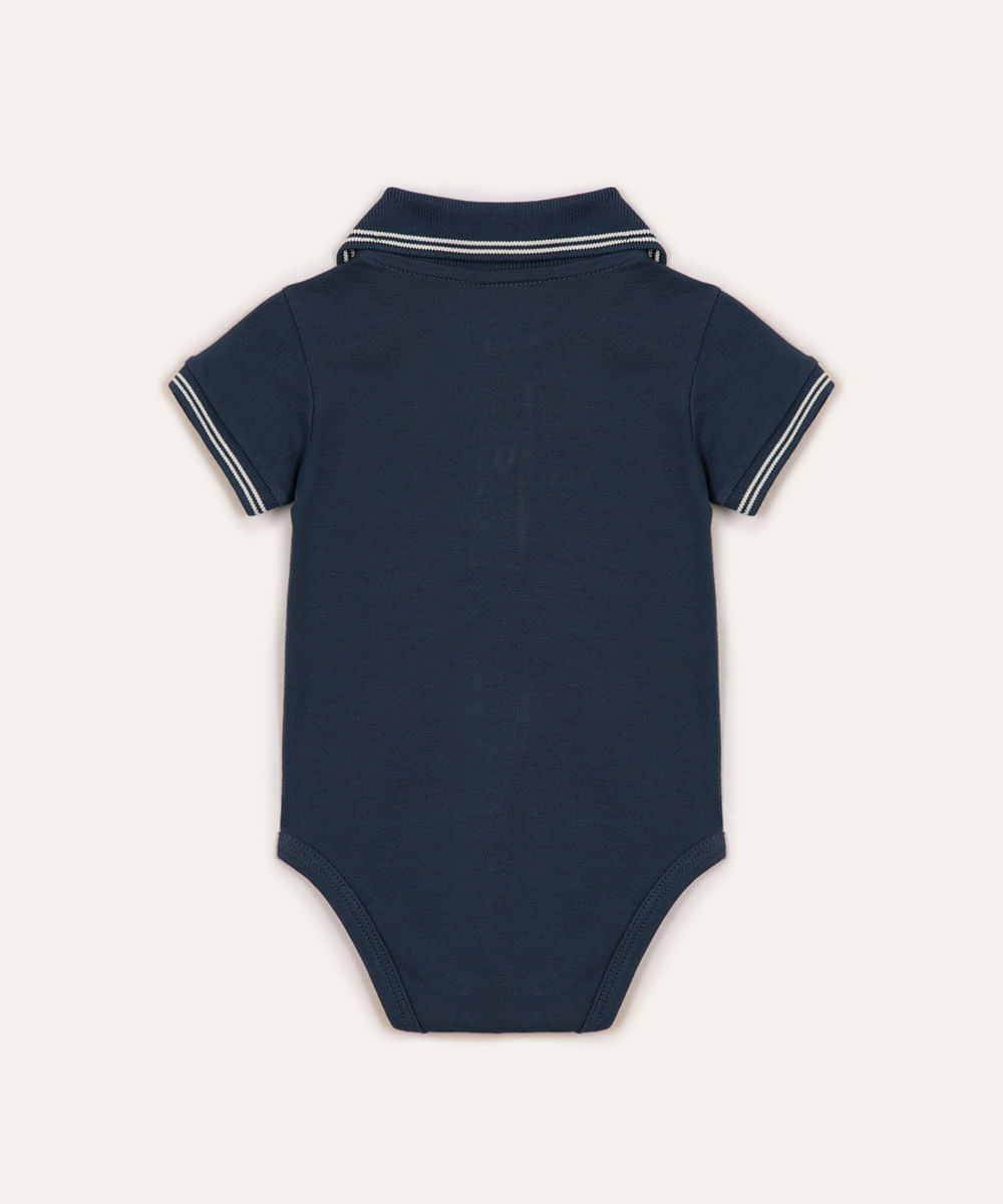 body polo de algodão peruano dinossauro azul