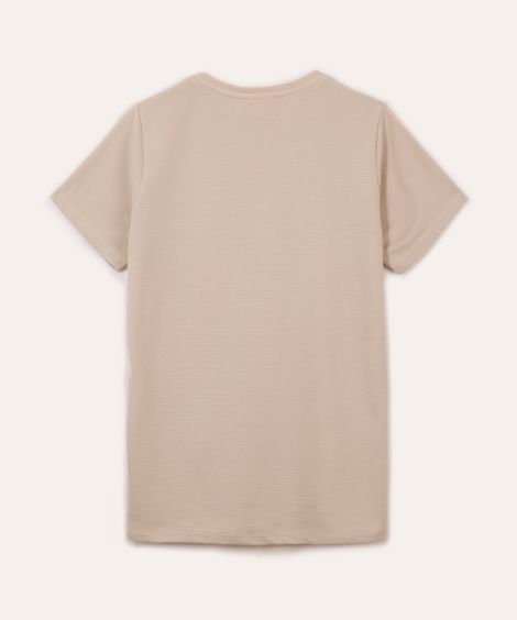 camiseta de algodão juvenil texturizada manga curta bege