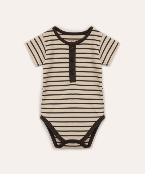 body de algodão peruano infantil decote redondo listrado cinza