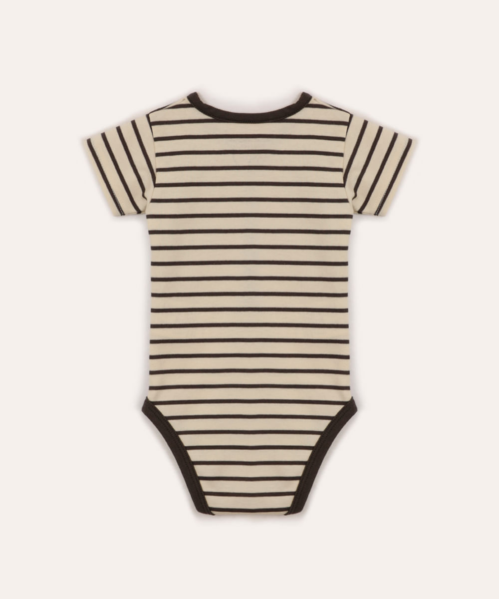 body de algodão peruano infantil decote redondo listrado cinza