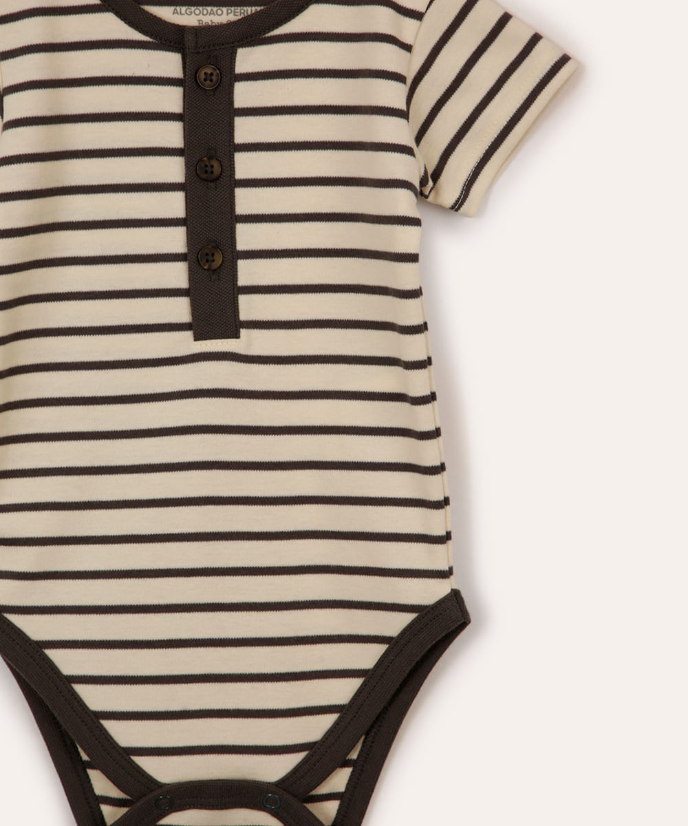 body de algodão peruano infantil decote redondo listrado cinza