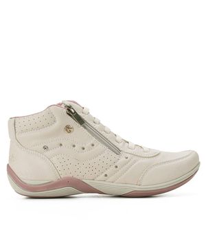 Tênis Feminino Kolosh Casual de Cano Alto Bege