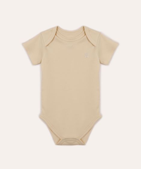 body de algodão peruano infantil manga curta bege