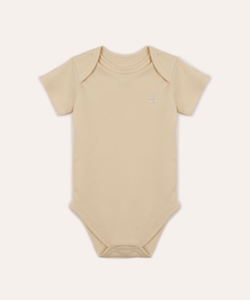 body de algodão peruano infantil manga curta bege