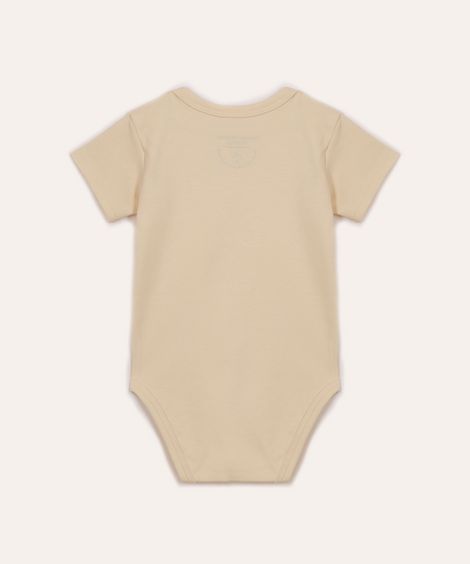 body de algodão peruano infantil manga curta bege