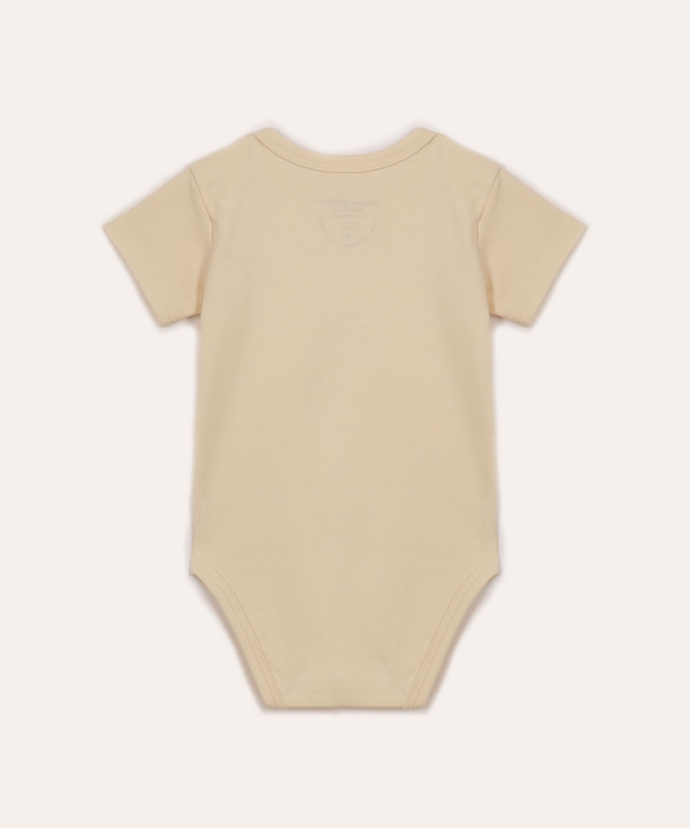 body de algodão peruano infantil manga curta bege