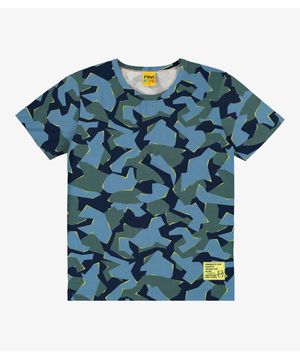 Camiseta Infantil Masculina Camuflada Rovi Kids Azul