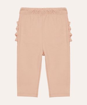 calça infantil de algodão peruano com fru fru rosa