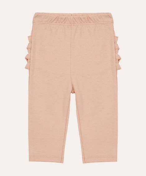 calça infantil de algodão peruano com fru fru rosa