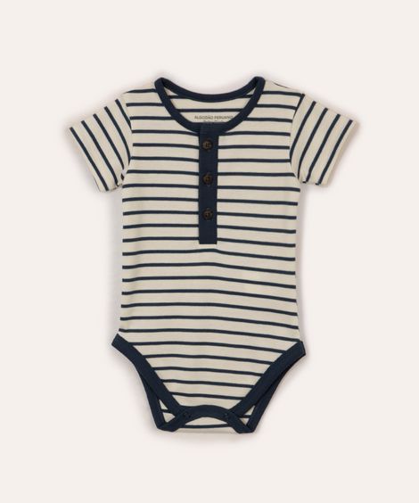 body de algodão peruano infantil decote redondo listrado azul