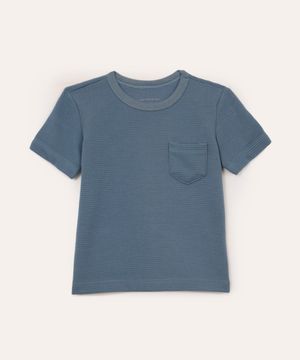 camiseta infantil texturizada com bolso manga curta azul