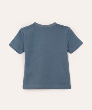 camiseta infantil texturizada com bolso manga curta azul