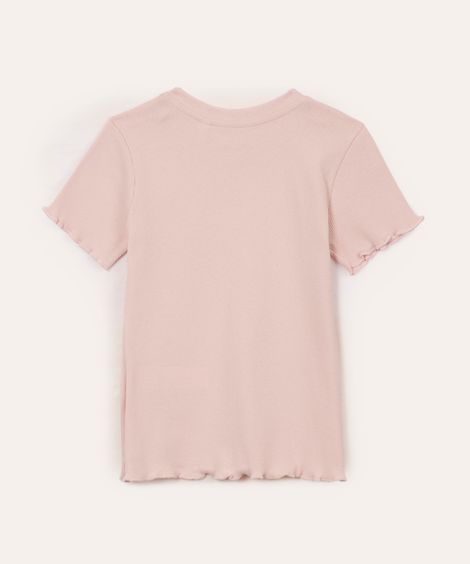 blusa infantil de algodão com brilho manga curta rosa