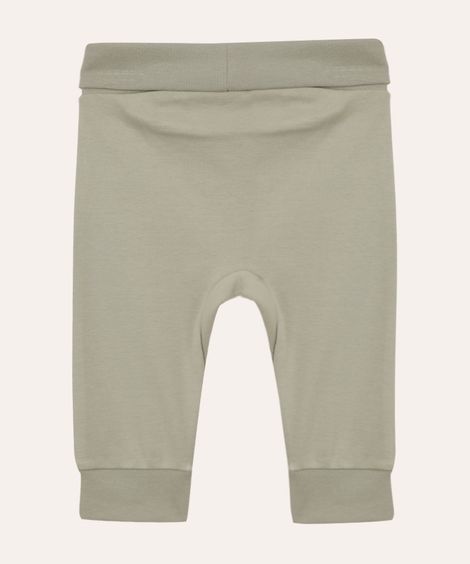 calça saruel infantil de algodão peruano cós e barra dobrável verde