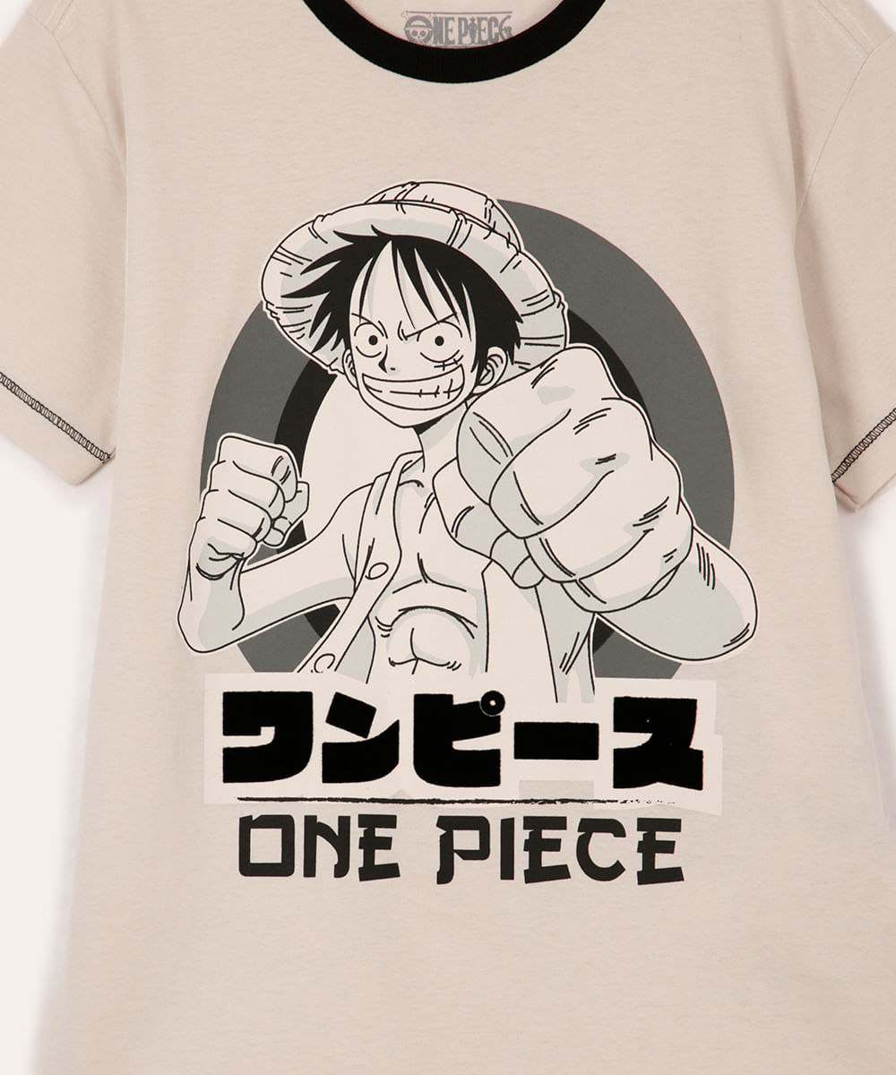 pijama juvenil curto de algodão one piece bege