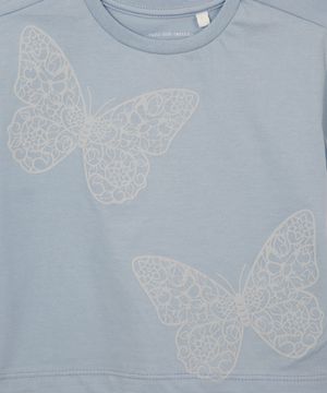 blusa de algodão infantil borboletas azul