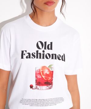 camiseta de algodão old fashioned mindset off white