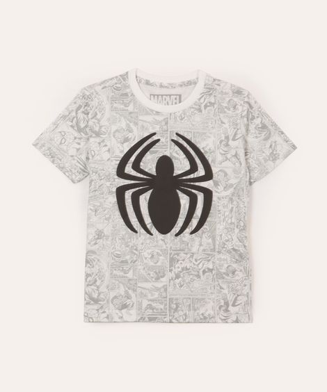 camiseta de algodão infantil homem aranha off white