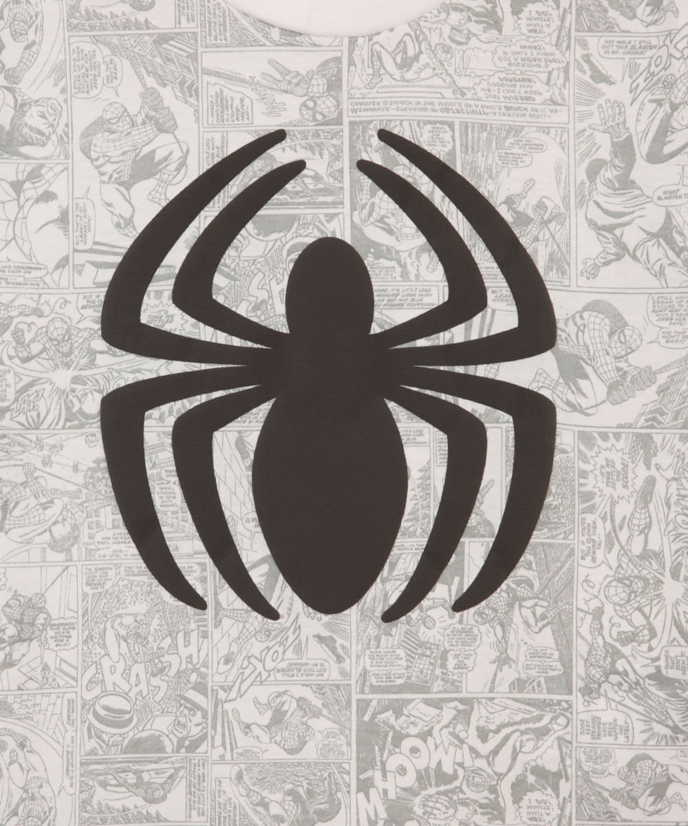 camiseta de algodão infantil homem aranha off white