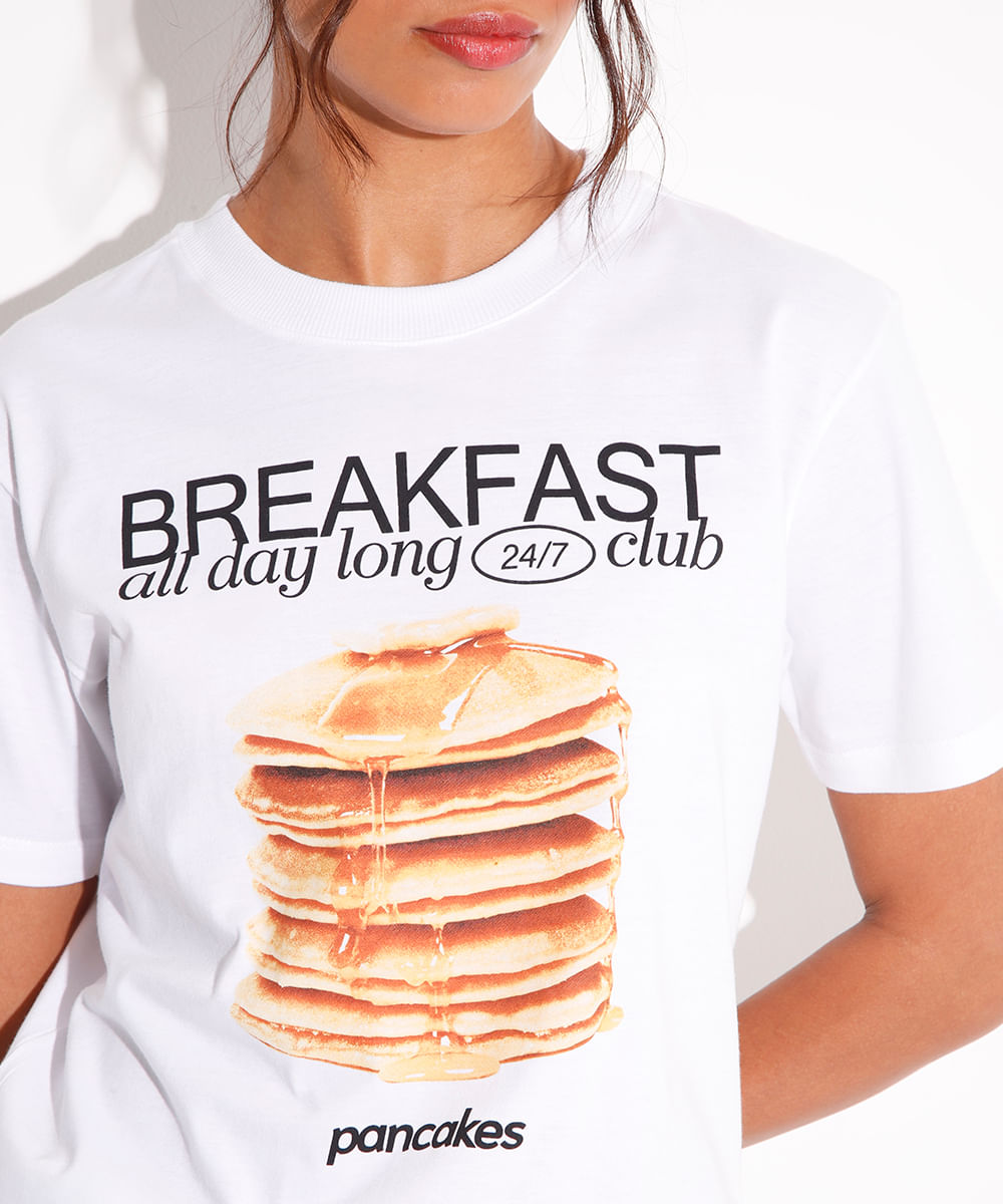camiseta de algodão breakfast mindset off white