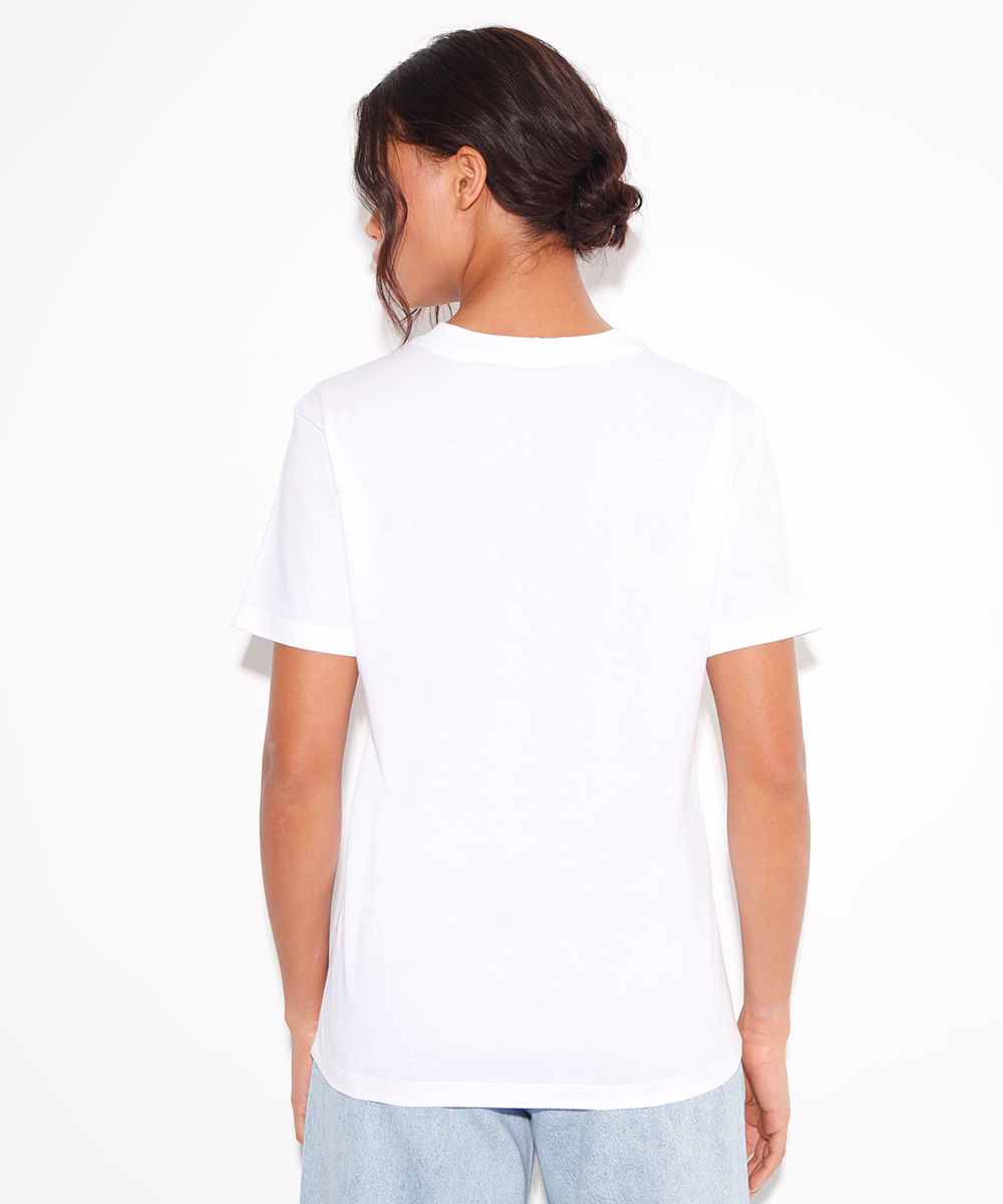 camiseta de algodão breakfast mindset off white