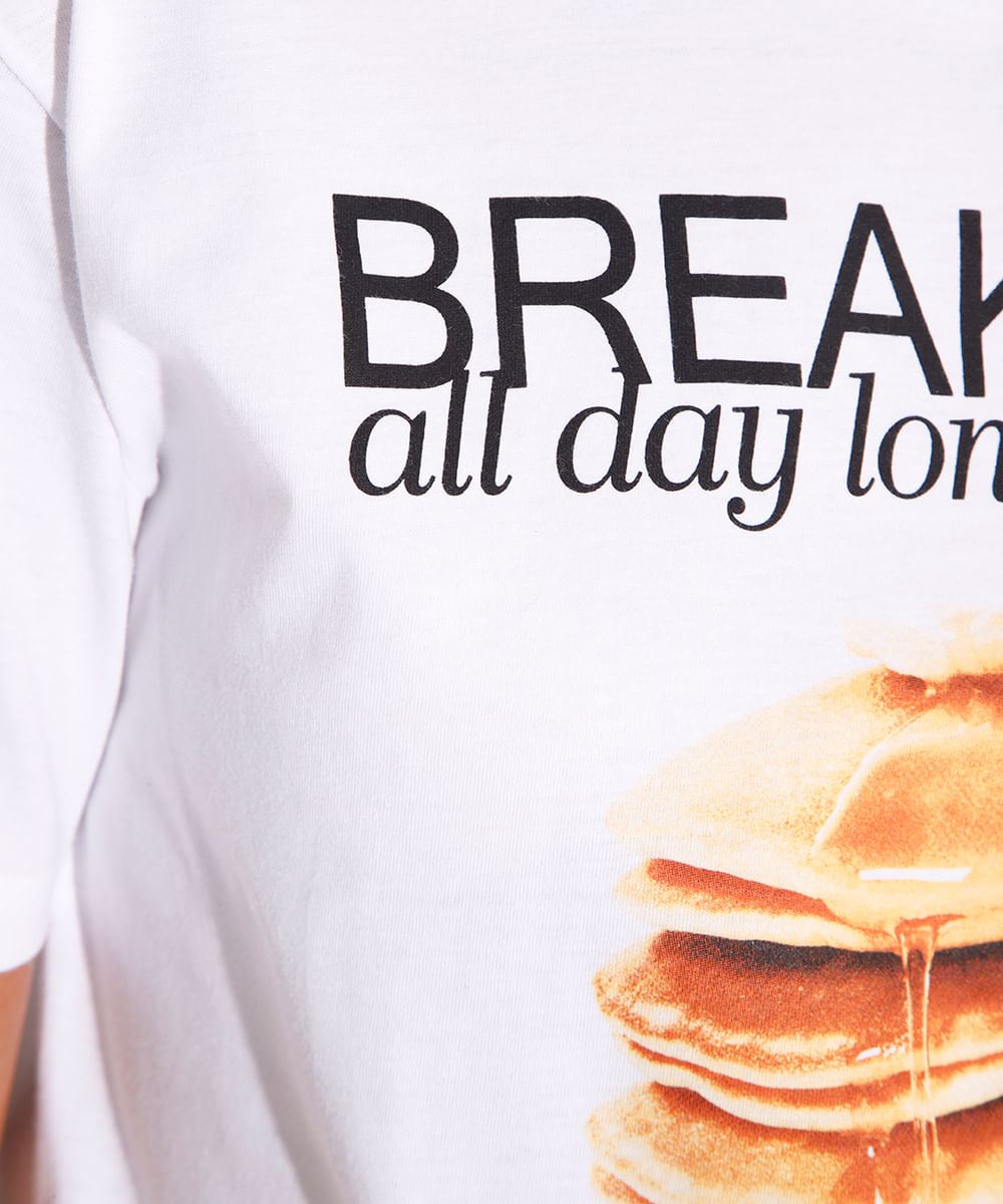 camiseta de algodão breakfast mindset off white