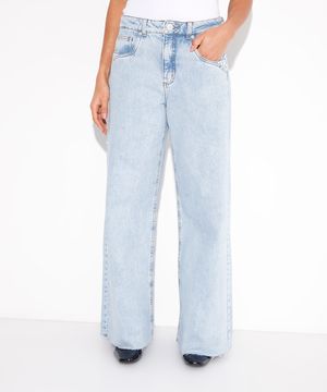 calça wide leg jeans rio mindset azul