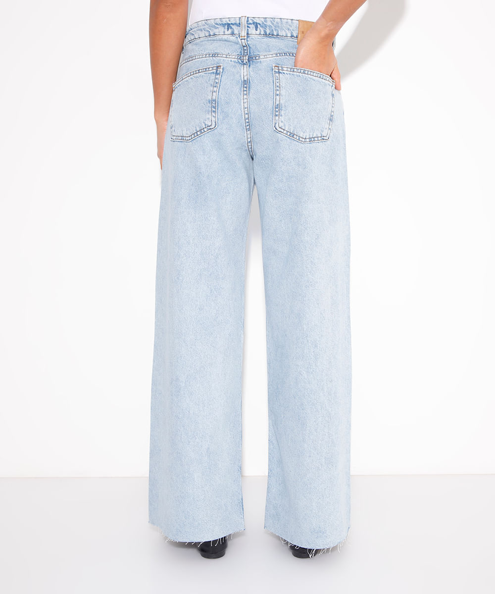 calça wide leg jeans rio mindset azul