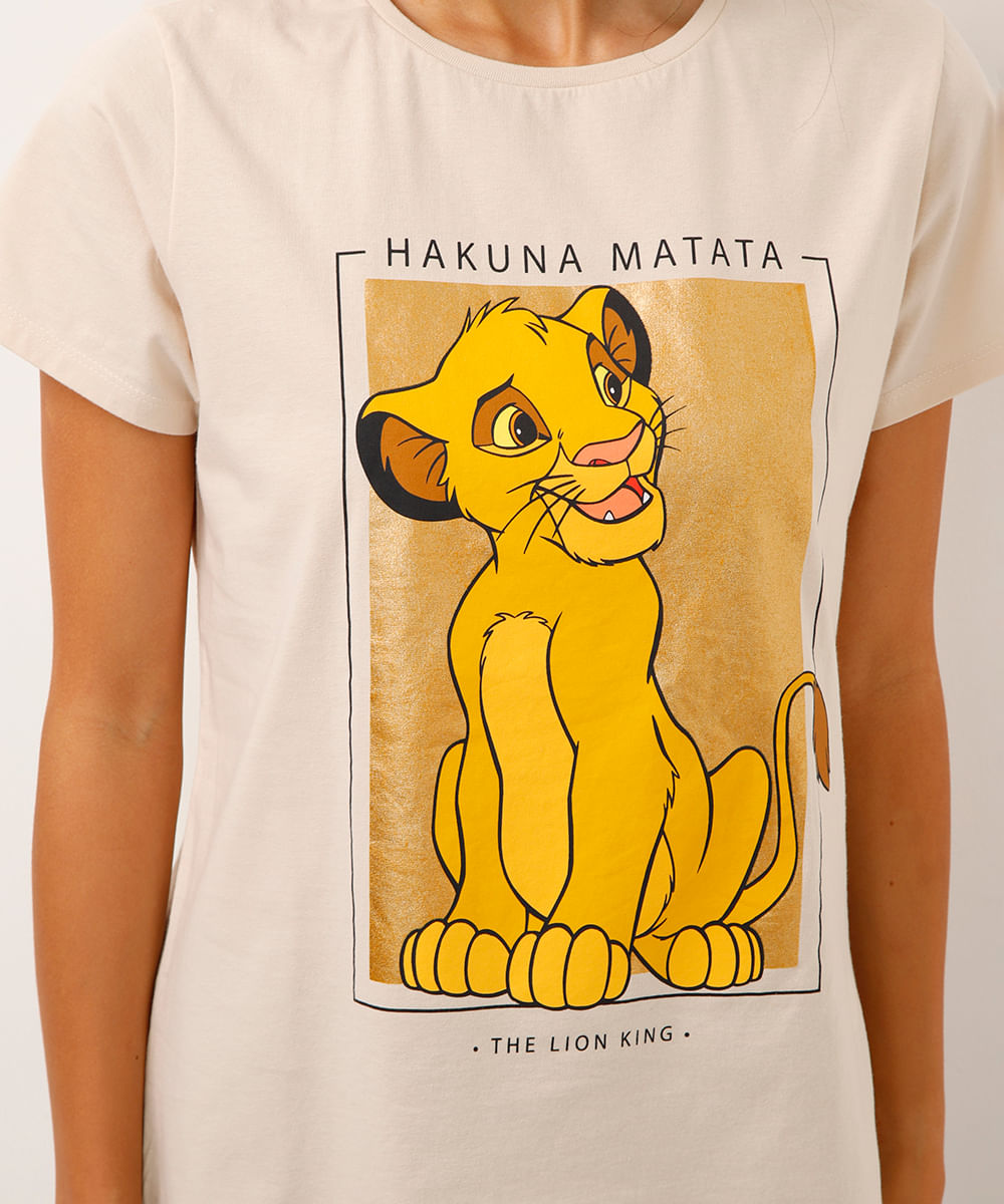 camiseta de algodão manga curta simba bege