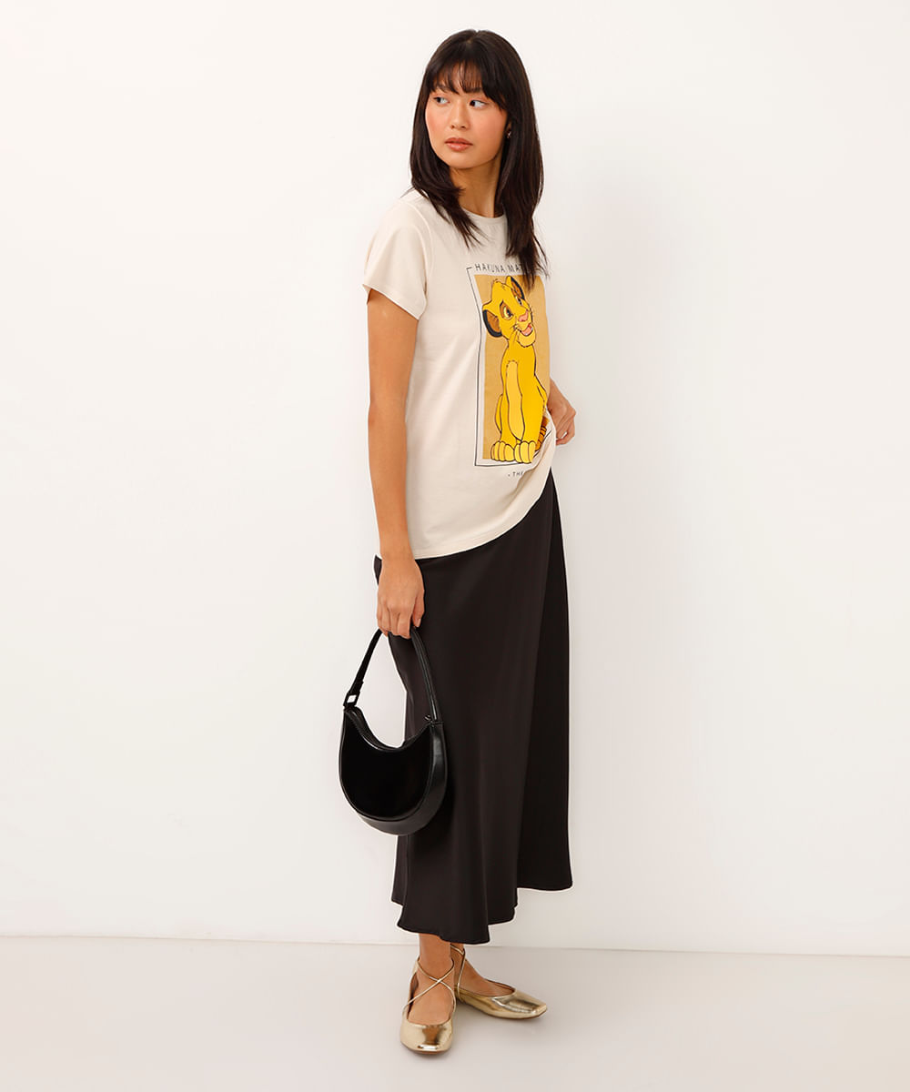 camiseta de algodão manga curta simba bege