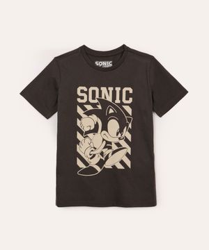 camiseta de algodão infantil sonic cinza