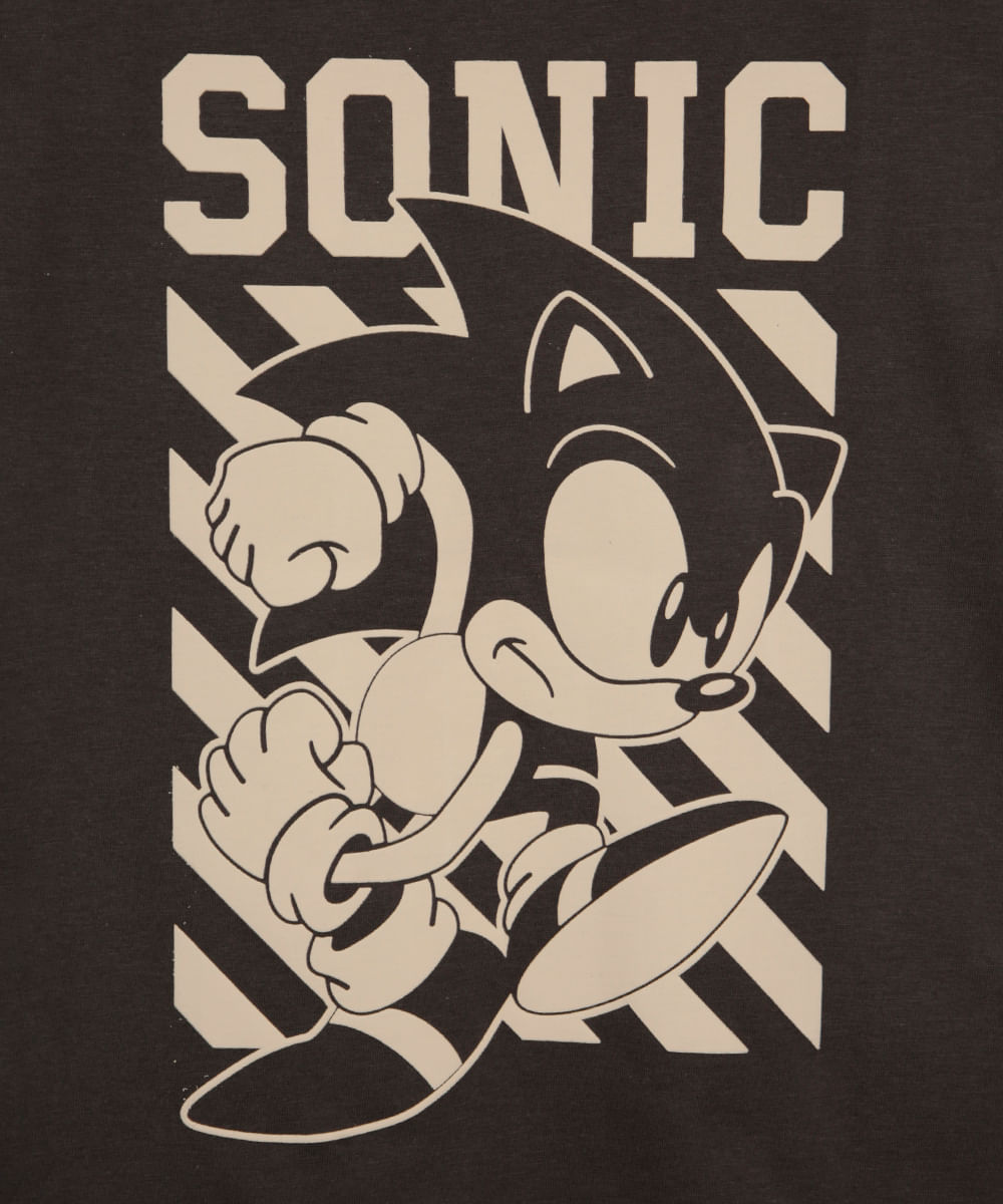 camiseta de algodão infantil sonic cinza