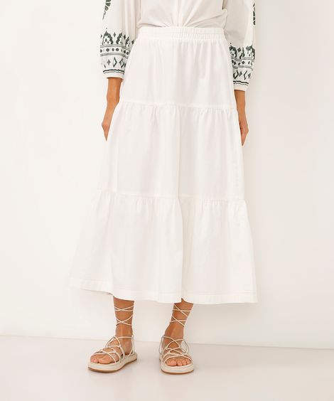 saia midi de sarja cintura super alta off white