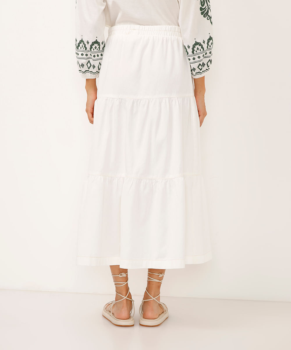 saia midi de sarja cintura super alta off white