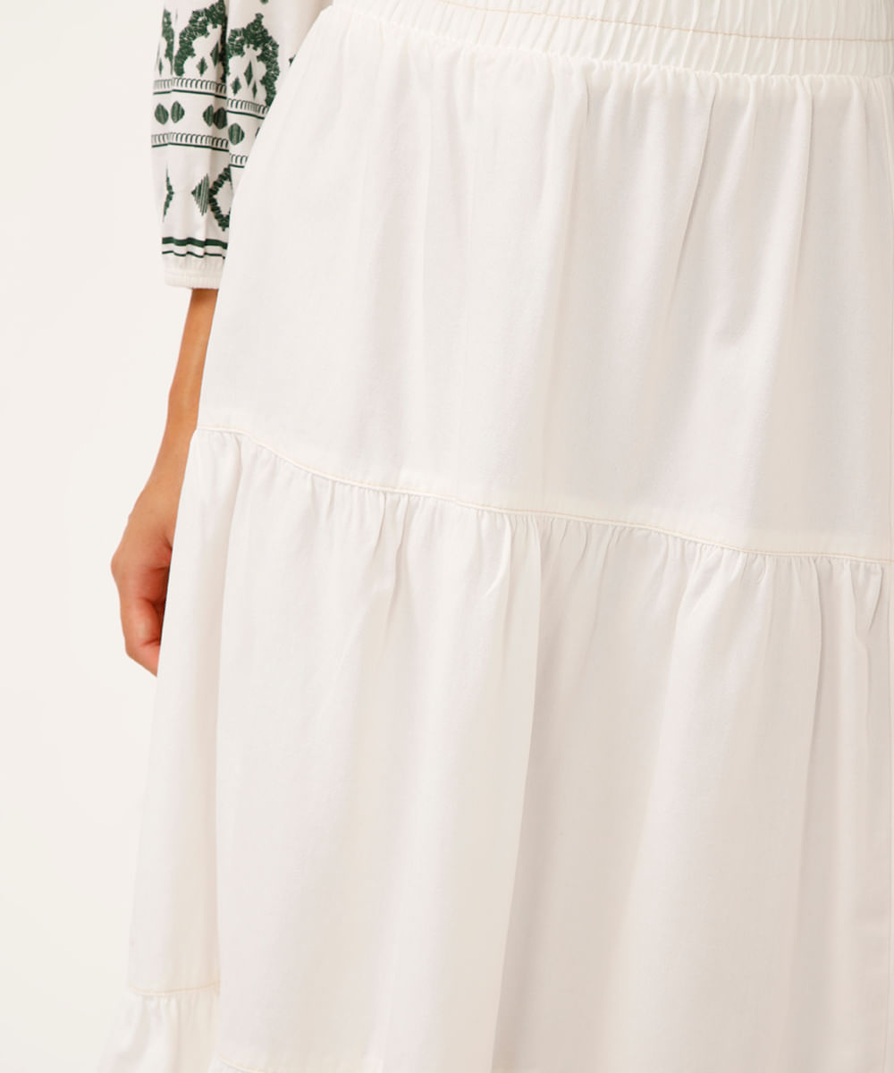 saia midi de sarja cintura super alta off white