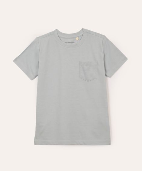 camiseta de algodão infantil com bolso azul