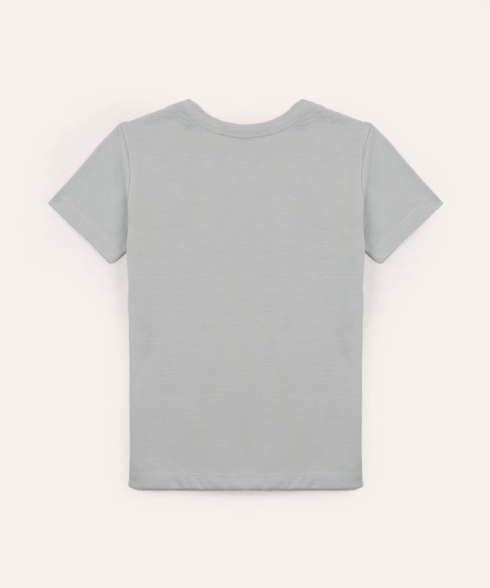 camiseta de algodão infantil com bolso azul