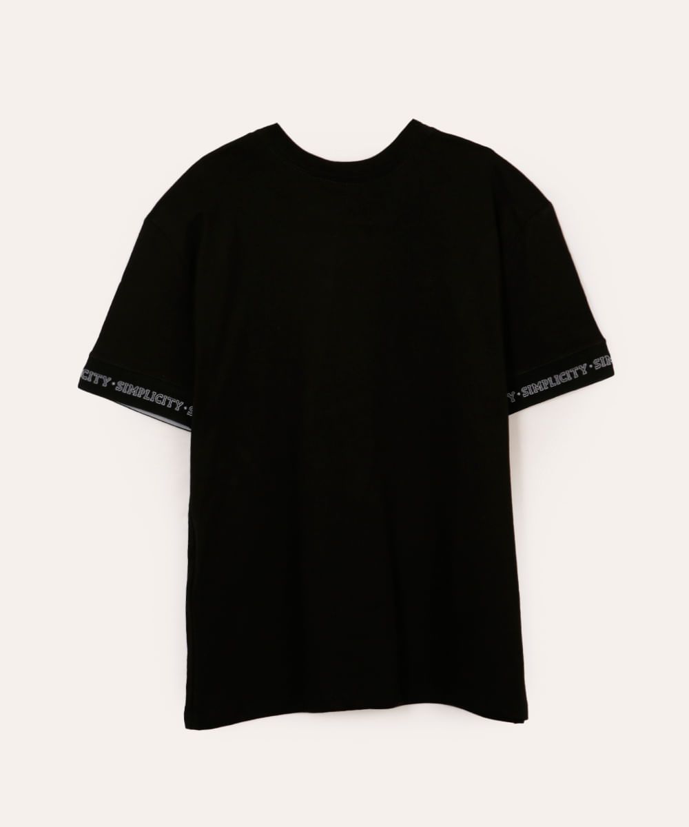 camiseta de algodão juvenil simplicity preta